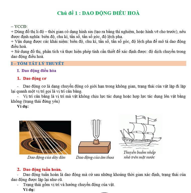Bộ chủ đề dạy thêm vật lí 11 ba sách Dao động - có lời giải